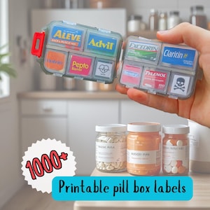 Printable pill labels - personalize pocket pharmacy labels - Largest labels pill template, Ready-made digital pill box labels in 3 sizes