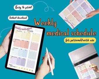 Editable Weekly Medication Log for Nursing Student or Caregiver / Medicine tracker / Printable Easy Medicine Chart / Medication list of Pill