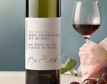 Etichetta di vino di San Valentino personalizzata, etichetta di bottiglia di vino personalizzata STAMPABILE per l'amato, regalo di San Valentino per lei, etichetta di champagne