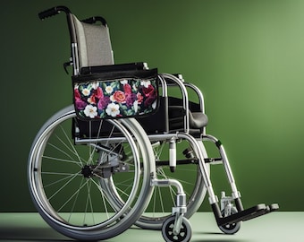 Rolstoeltas met bloemen, waterdichte tas voor rollator met ritssluiting, meerdere bevestigingsopties voor rollatoraccessoires, cadeau voor oma