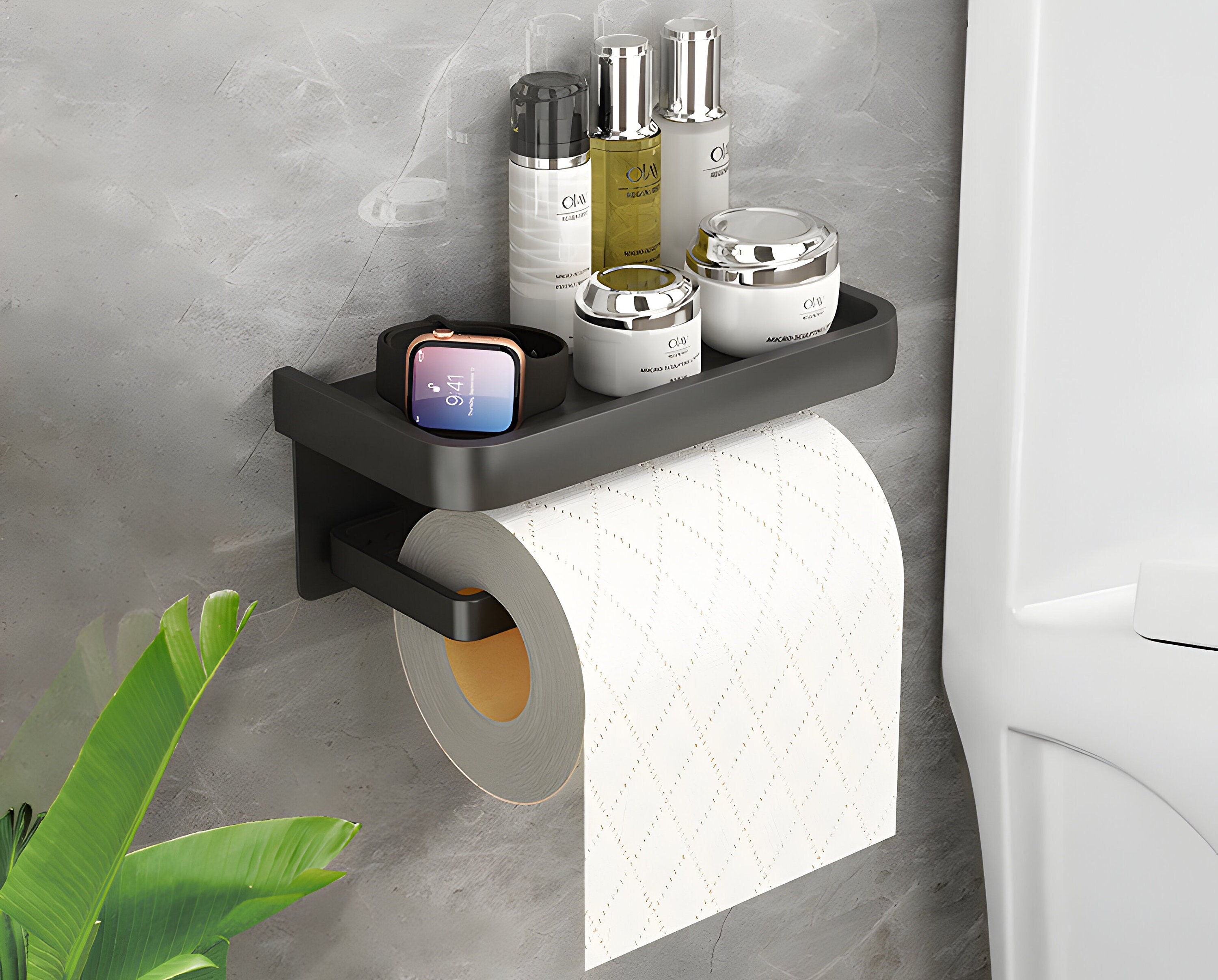 Floating Wall-mounted Bathroom Toilet Paper Holder Dispenser Shelf ...