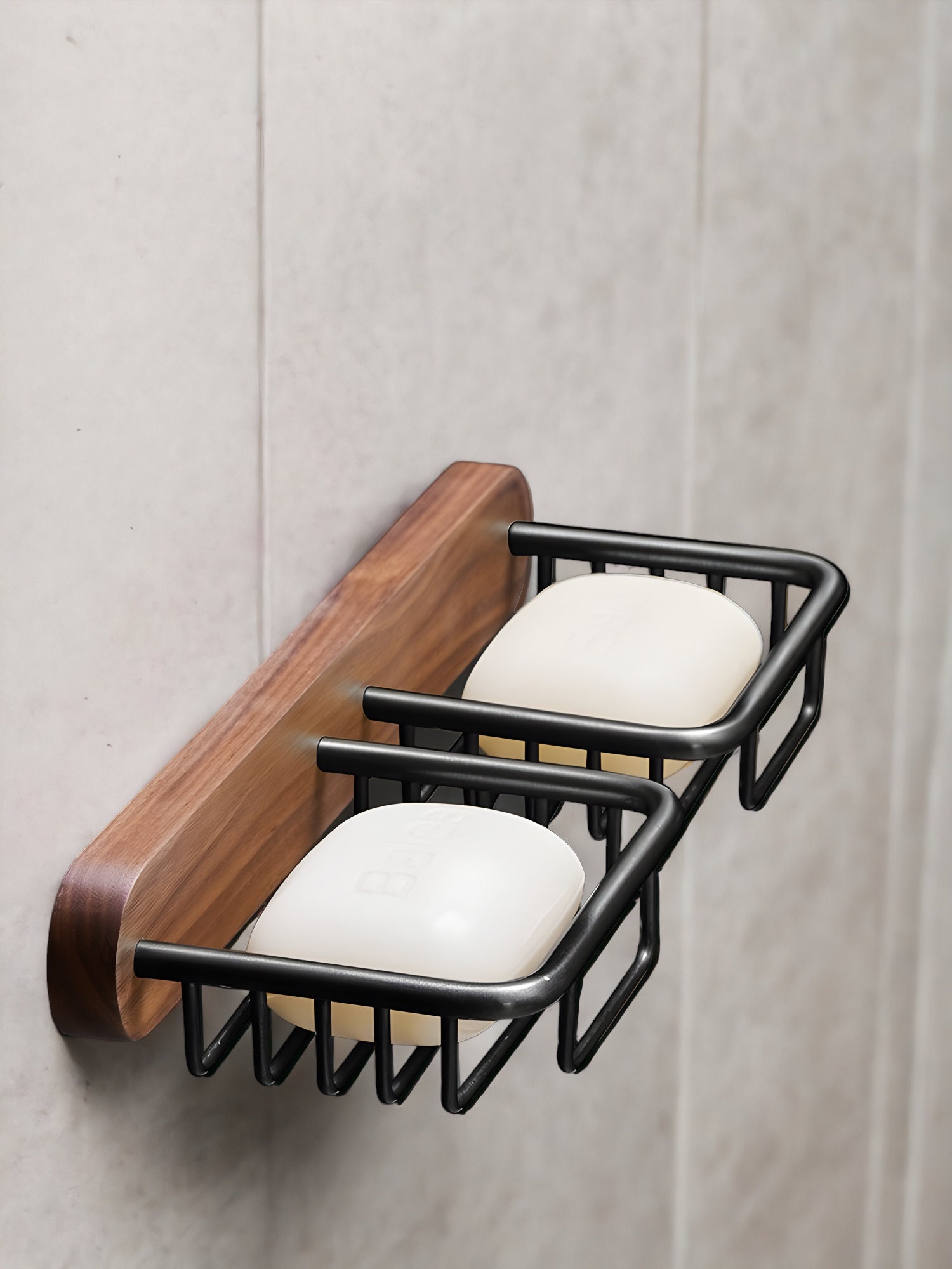 JOMOLA 2Pcs Adhesive Bar Soap Holder with Drip Tray Bathroom soap Dish  Holder for Shower Wall Double Layer Soap Tray Kitchen Sink Sponge Holder  White
