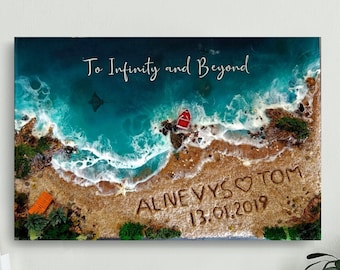 Personalized Beach Resin Art Frame: Real Sand, Custom Message