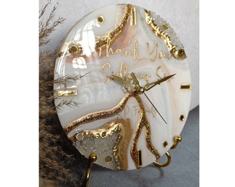Personalized Resin Desk Clock: Crystal Accent Table Decor