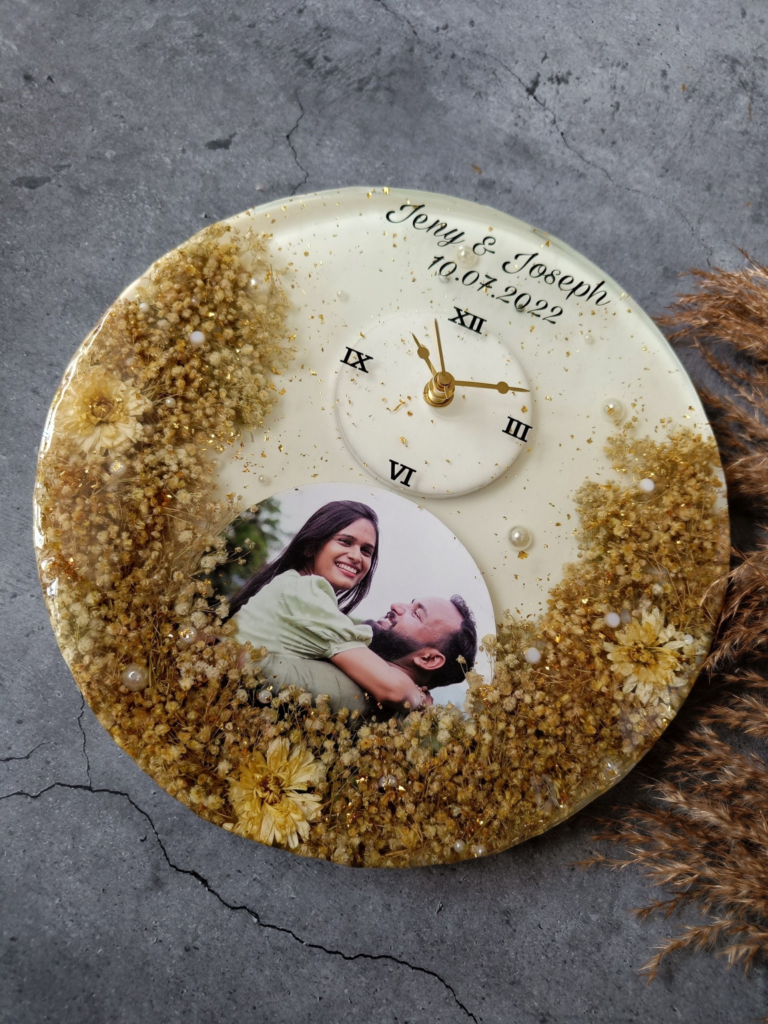 Personalized Couple Photo Frame With Wall Clock/ Customized Clock With ...