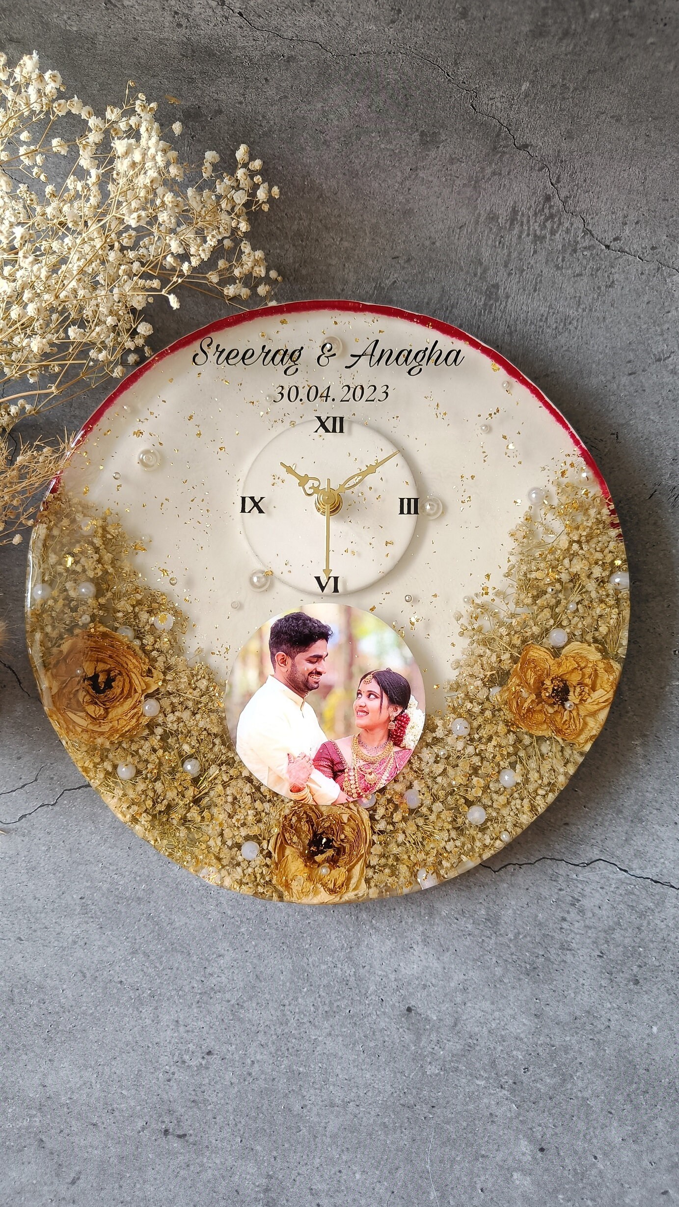 Personalized Couple Photo Frame With Wall Clock/ Customized Clock With ...