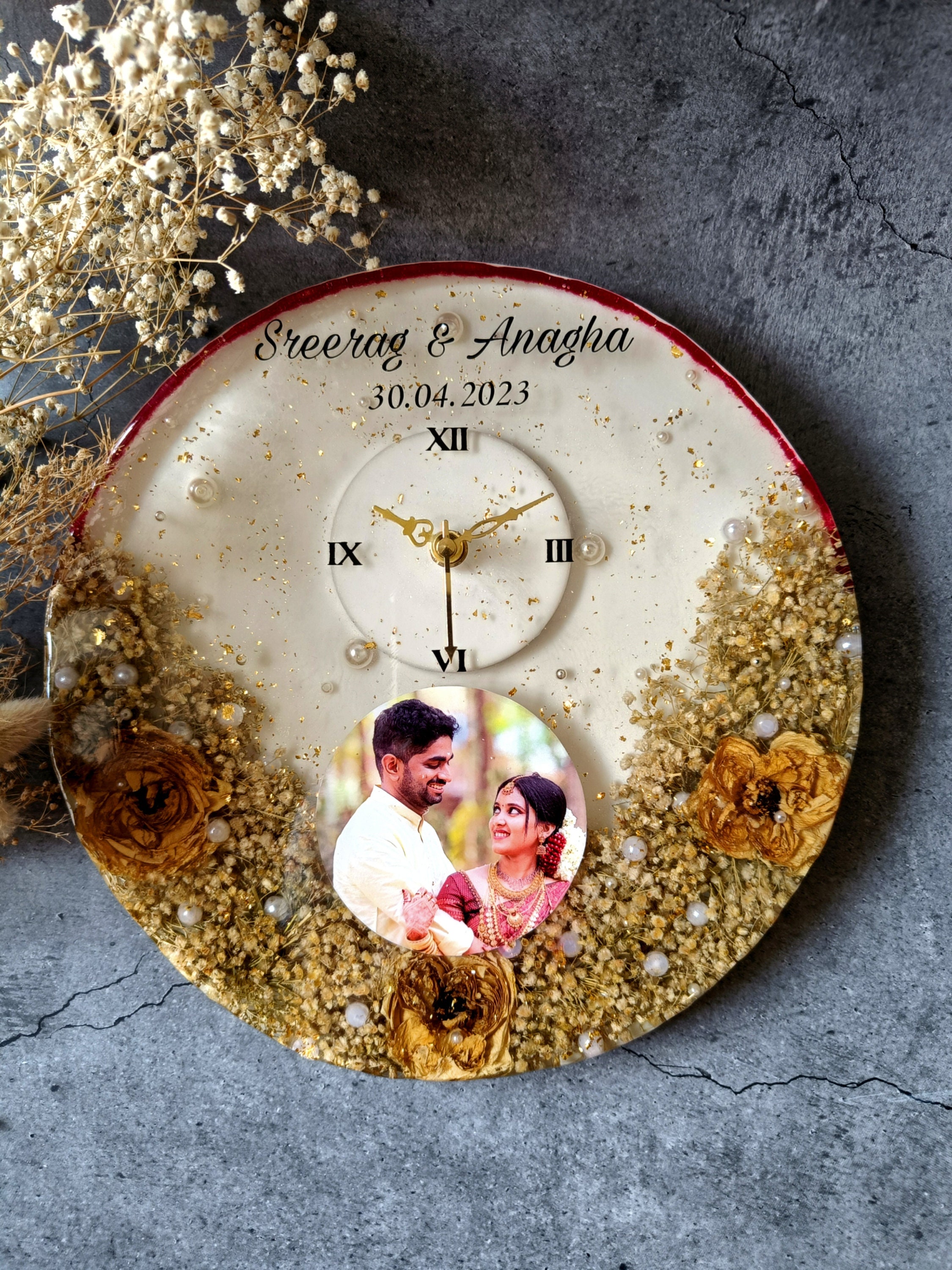 Personalized Couple Photo Frame With Wall Clock/ Customized Clock With ...