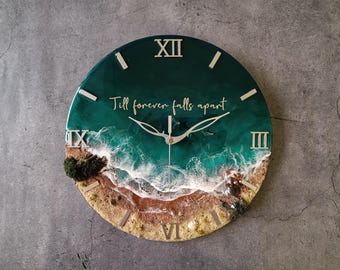 3D Resin Beach Wall Clock: Real Sand & Seashells, Customizable