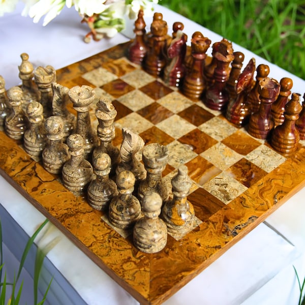 Stone Chess Set Etsy