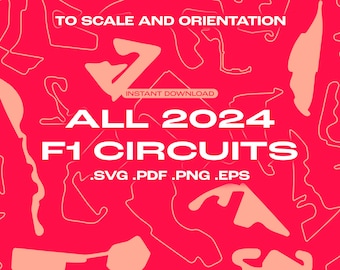Formule 1 2024 circuits • SVG, PNG, Adobe Illustrator vectorbestanden • Volledige kalender