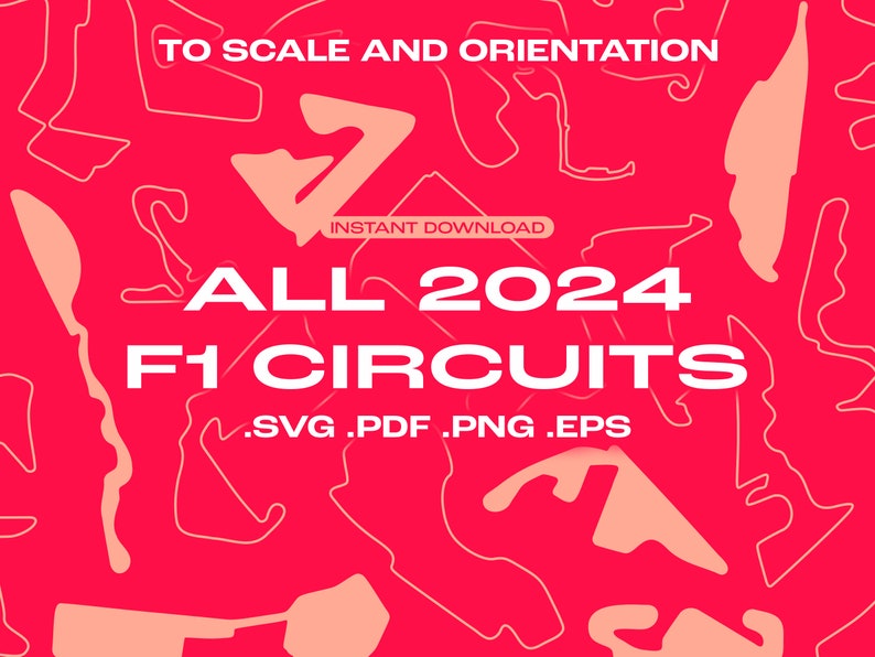 Formule 1 2024 circuits SVG, PNG, Adobe Illustrator vectorbestanden Volledige kalender afbeelding 1