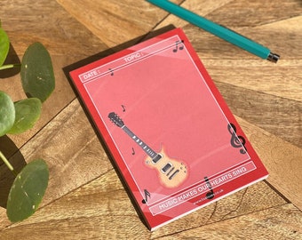 Music Lovers’ Notepad A6 - Music Lovers Notepad, Gift for Him, Gift for Her, Back to School, 50 pages, Book Club Gift