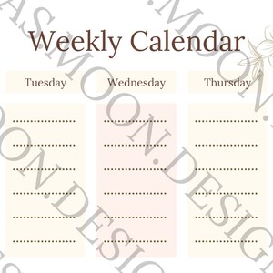 Weekly calendar to do list