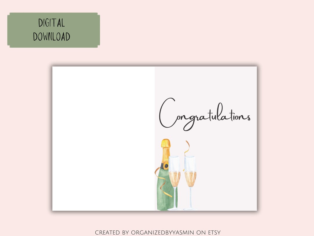 Congratulations blank Printable Greeting Card Instant - Etsy