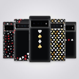 Poker Handy Hülle, Minimalism Black Cover passend für Google Pixel 9, 8, 8A, 7A, 7, iPhone 16 Pro Max, 15 Plus, 14, 13, 12, Samsung S25, S24, A56
