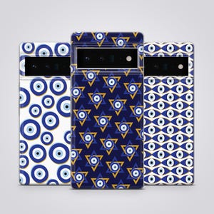 Funda para teléfono con diseño de mal de ojo y amuleto Hamsa, compatible con Google Pixel 9, 8, 8A, 7A, 7, 6, iPhone 16 Pro Max, 15 Plus, 14, 13, 12, Samsung S25, S24, A56