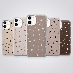 Custodia per telefono a pois beige, minimalista, adatta per iPhone 16 Pro Max, 15 Plus, 14, 13, 12, 11, XS e Samsung S25, S24, A56, Pixel 9, 8A, 7
