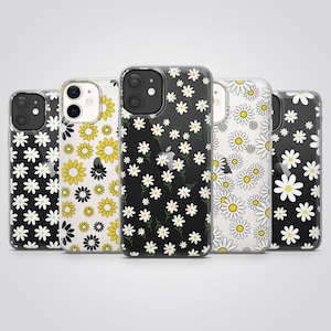 Clear Phone Case Daisy Spring Flower Cover fit for iPhone 17 Pro Max, 16e, 15 Plus, 14, 13, XS & Samsung S25, S24, A56, Pixel 10, 9, 8A, 6