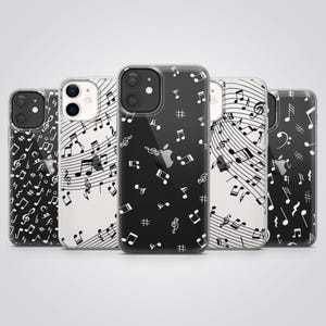 Music Notes Clear Phone Case: Soft TPU Cover, iPhone, Samsung, Pixel