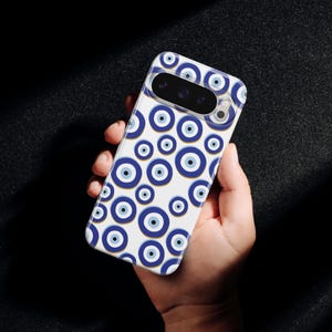 Evil Eye Phone Case Hamsa Charm Cover fit for Google Pixel 10, 9, 8A, 7A, iPhone 17 Pro Max, 16e, 15 Plus, 14, 13, Samsung S25, S24, A56