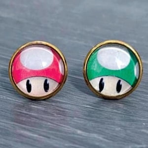 Mario Ohrringe Rot Pilz Ohrringe Pilz Ohrringe Mario Pilz Ohrringe Mario Power Up Ohrringe 1 Up Pilz Ohrringe Mario Power Up