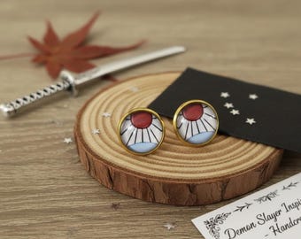 Hanafuda Earrings: Stainless Steel Demon Slayer Inspired