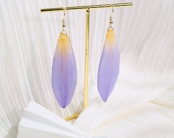 Purple Water Lily Flower Earrings, Dangle Drop Earrings, Real Pressed Flower Earrings, Resin Earring, Birthday Anniversary Gift For Her