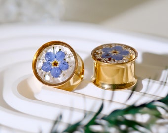 Forget Me Not Flower Plug Earrings: Handmade Resin Jewelry, Gifts For Her