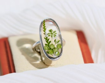 Handmade Baby's Breath Rings, Real Pressed Flower Rings, Dried Flower Resin Rings, Handmade Rings for Women, Birthday Gift For Her