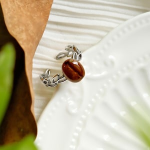 Real Coffee Bean Ring Adjustable: Handmade Statement Rings, Gifts For Her