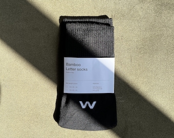 Letter "W" Cozy Mid Length Socks, 100% Elegant Bamboo Socks, For Women and Men