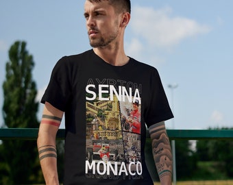 Ayrton Senna Wins in Monaco T-shirt | Formula 1 World Championship, Legendary Brazilian Racing Driver Tee