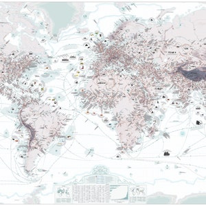 Weltkarte des Handels und des Reisens im 19 Jahrhundert, detaillierter historischer Atlas 50 % SALE