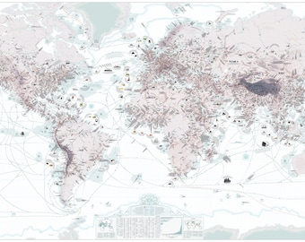 World Map of Trade and Travel in the 19th Century, Detailed Historical Atlas