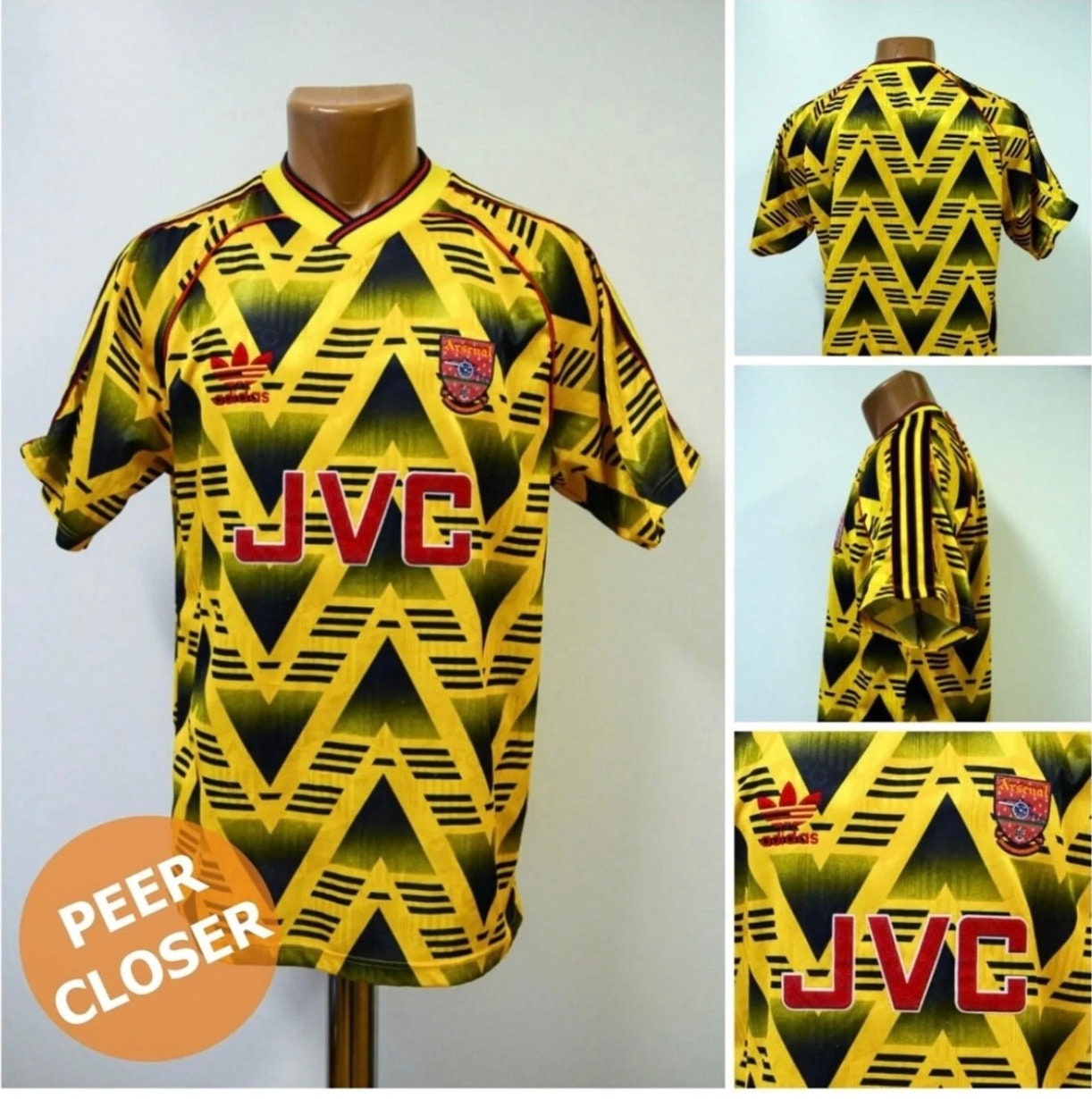 Arsenal 1991 1993 Away Football Shirt Original Bruised Banana Adidas Adult  Small