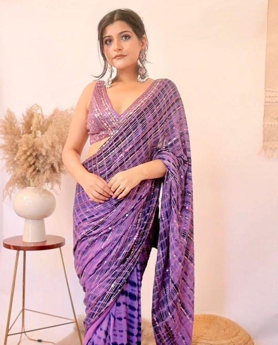 Deluxe Edition African Lace Fabric 2023 Latest purple Indian sari