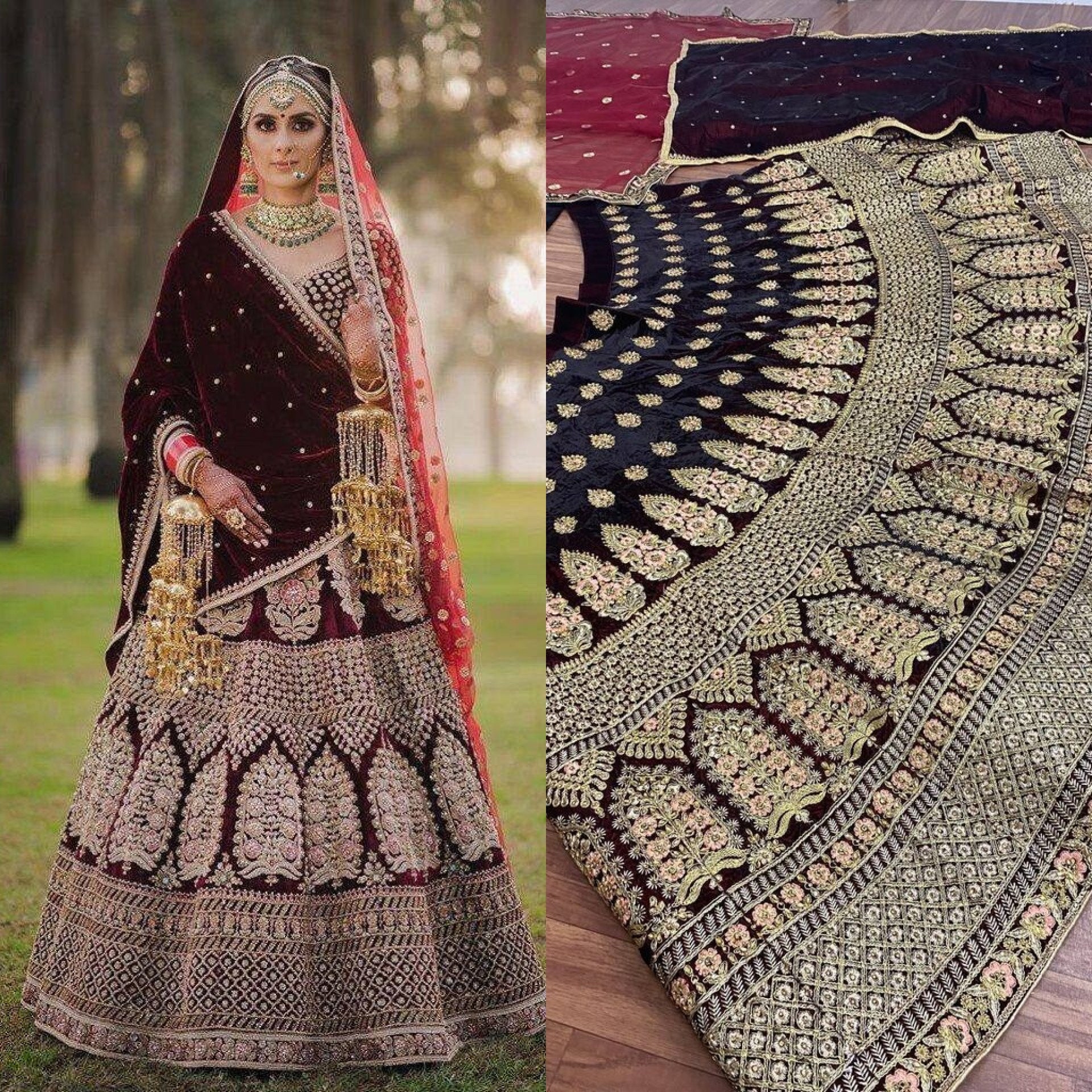 Velvet bridal clearance lehenga with price