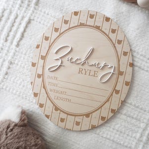 Personalized Baby Name Birth Stat Sign, Teddy Bear Birth Announcement, Vintage Boy Nursery Decor, Baby Hospital Name Sign, Gender Neutral