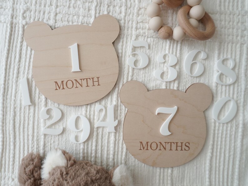 Teddy Bear Monthly Milestone Set, Baby Photo Prop, Vintage Nursery ...