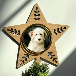 Christmas Tree Star Topper with Picture Frame, Personalized Tree Topper, Custom Christmas Tree Topper, Christmas Star Picture Frame