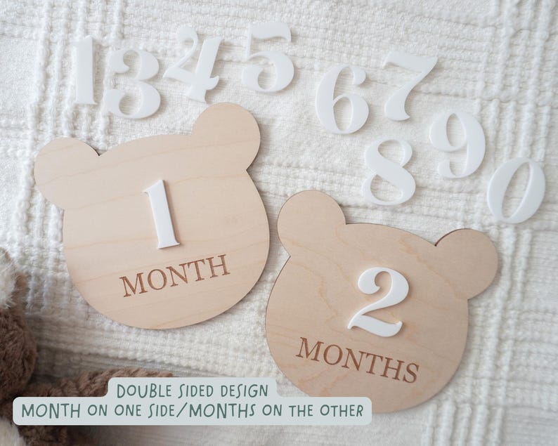 Teddy Bear Monthly Milestone Set, Baby Photo Prop, Vintage Nursery ...