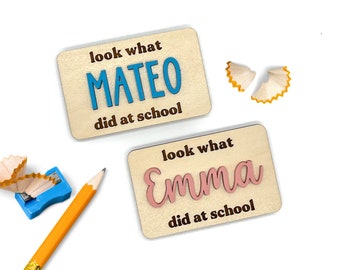 Personalized Look What I Did At School Magnets | Kids Name | Refrigerator Magnet | Back to School | Homework Display | Accomplishment | Gift