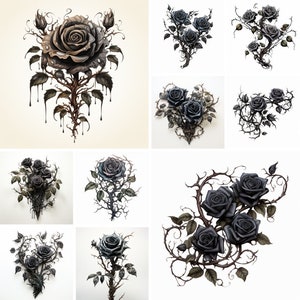 Black Rose Clipart, PNG, Gothic Art, Commercial Use, Black Rose, Gothic Dark Art, Fantasy, Digital Download. Journal | Scrapbooking
