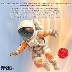 Colección de imágenes prediseñadas de astronauta en acuarela - 18 PNG transparente, 300 DPI, descarga digital para manualidades y diseño, imprimible - uso comercial