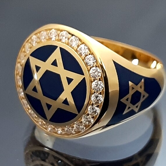 Buy Sterling Silver Men's Hexagram Ring Red Star Of David - Free