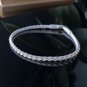 999 Silver Braided Bracelet, Handmade Thin Men's Bracelet, Celtic Viking Style Jewelry, Minimalist Chain Bracelet, Gift for Him