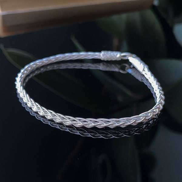 Hand Braided Bracelet ๑ 999 Silver Bracelet ๑ White Silver Bracelet ๑ Minimalist Bracelet ๑ Woven Bracelet