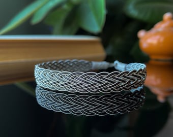999 zilveren Kazaziye armband, handgevlochten in Vikingstijl, elegante herensieraden