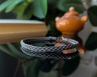 Hand Braided Silver, Oxidized Silver Bracelet, Vikings Bracelet, Woven Bracelet, Minimalist Bracelet, Boyfriend Bracelet, Gift For Him