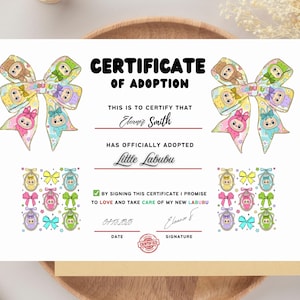 Labubu Certificate Printable PDF – Editable Canva Template & Welcome Kit for Little Monster Pop Mart Accessory